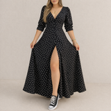 Polka Dot Dress | Naisten Elegantti, Klassinen Tyyli | Virtaava Istuvuus