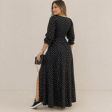Polka Dot Dress | Naisten Elegantti, Klassinen Tyyli | Virtaava Istuvuus