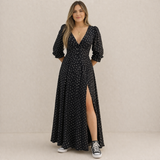 Polka Dot Dress | Naisten Elegantti, Klassinen Tyyli | Virtaava Istuvuus