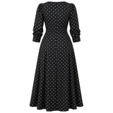 Polka Dot Dress | Naisten Elegantti, Klassinen Tyyli | Virtaava Istuvuus