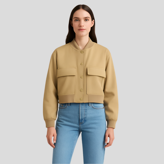 Pehmeä beige pilot jacket naisille - Mukava rento tyyli