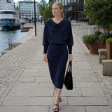 Women's Midi Dress | Knit Dress, Bodycon | Draped Collar
