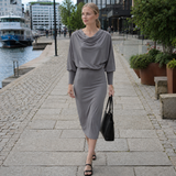 Women's Midi Dress | Knit Dress, Bodycon | Draped Collar
