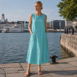 Hihaton mekko | Naisten taskullinen rento malli | Kesäiseen arkipukeutumiseen