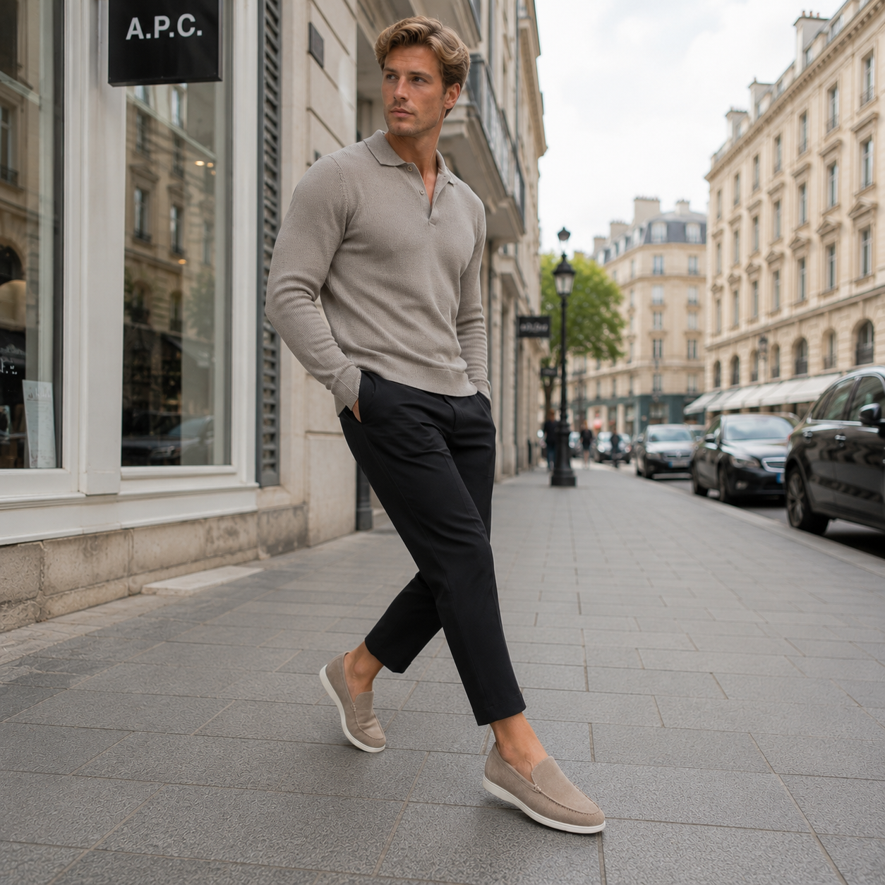 Men's leather loafers slip-on for everyday
