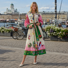 Midi jurk viscose met patroon enkel lengte