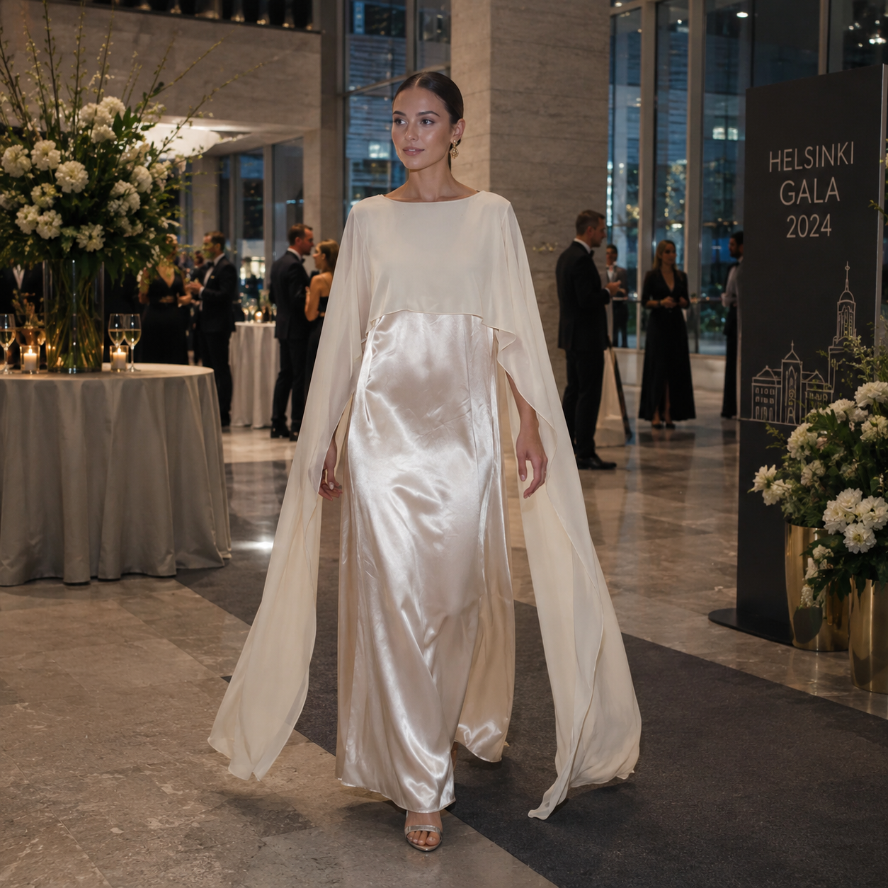 Long Satin Dress | Women's Elegant Luxurious Style | For Party and Evening Wear