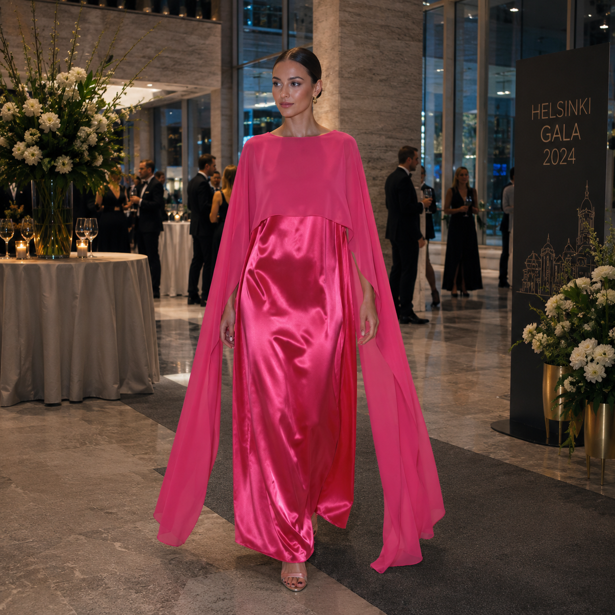 Long Satin Dress | Women's Elegant Luxurious Style | For Party and Evening Wear