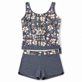 Tankini | Naisten kukallinen uima-asu, peittävä yläosa | Shortsit