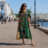 Naisten kukkamekko | Rento midi mekko, näyttävä printti | Kesämekko