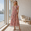 Boho mekko brodeerauksella puuvillasekoite kevyt