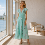 Boho mekko brodeerauksella puuvillasekoite kevyt