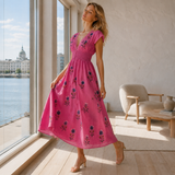 Boho mekko brodeerauksella puuvillasekoite kevyt
