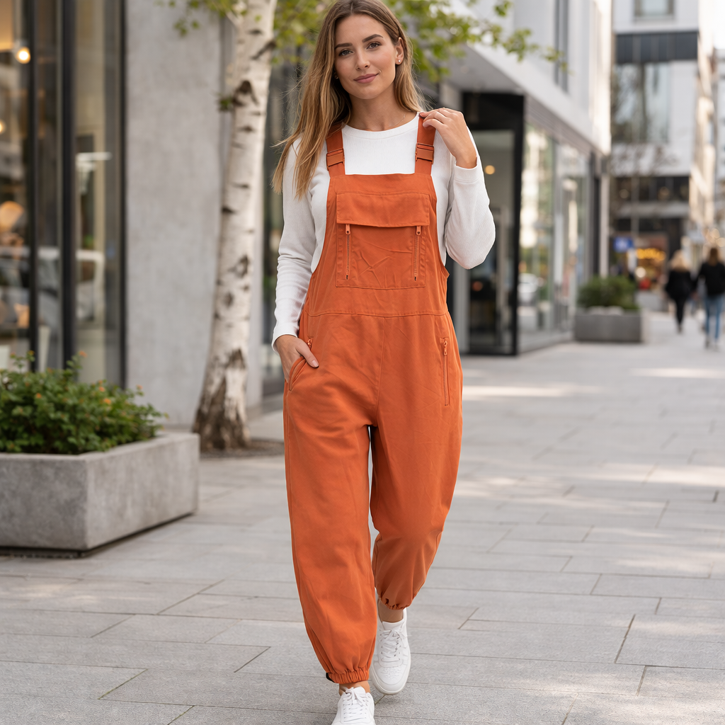 Naisten Retro Jumpsuit – Leveälahkeiset Haalarit