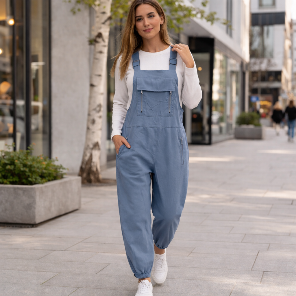 Naisten Retro Jumpsuit – Leveälahkeiset Haalarit
