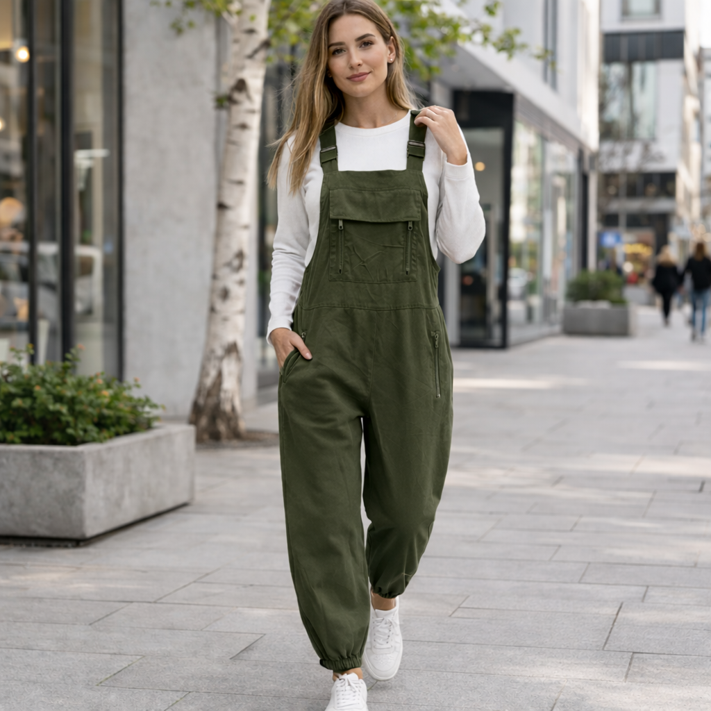 Naisten Retro Jumpsuit – Leveälahkeiset Haalarit