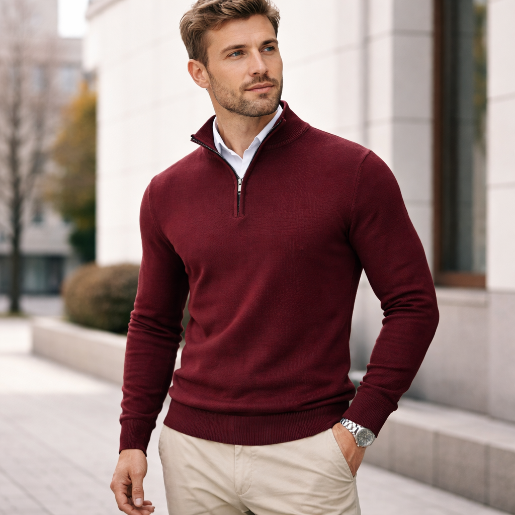 Miesten Puolivetoketjuneule – Klassinen Slim Fit Neule