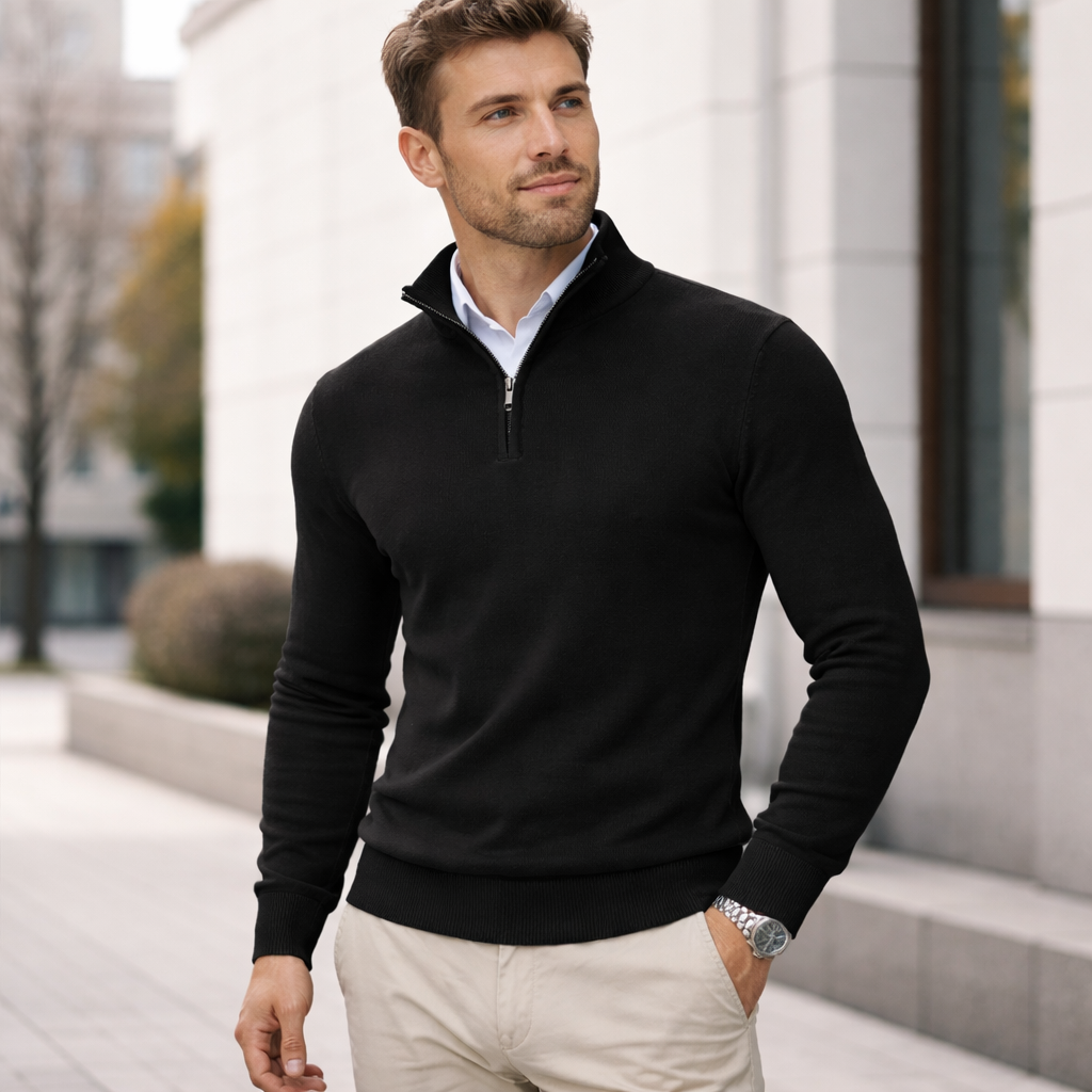 Miesten Puolivetoketjuneule – Klassinen Slim Fit Neule