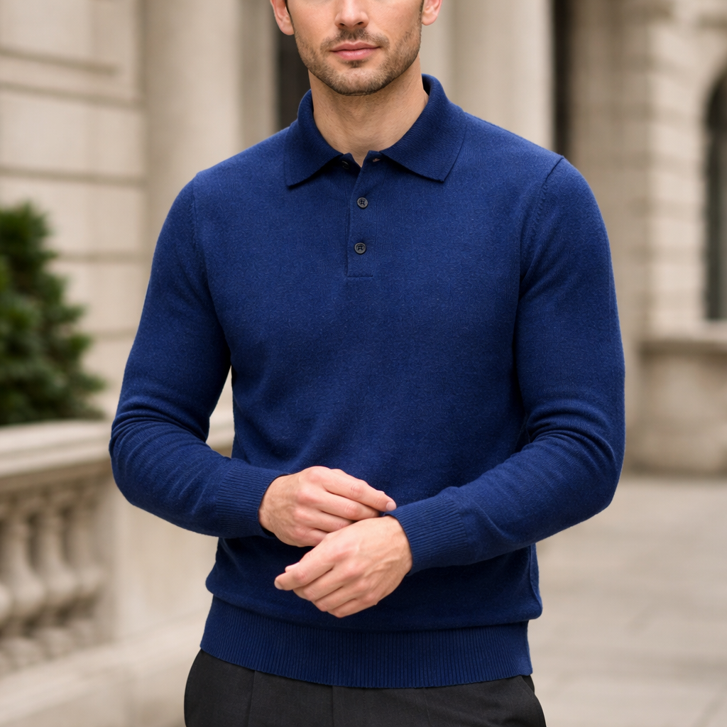 Miesten kašmirinneule | Polo-kaulus | Pehmeä, pullover