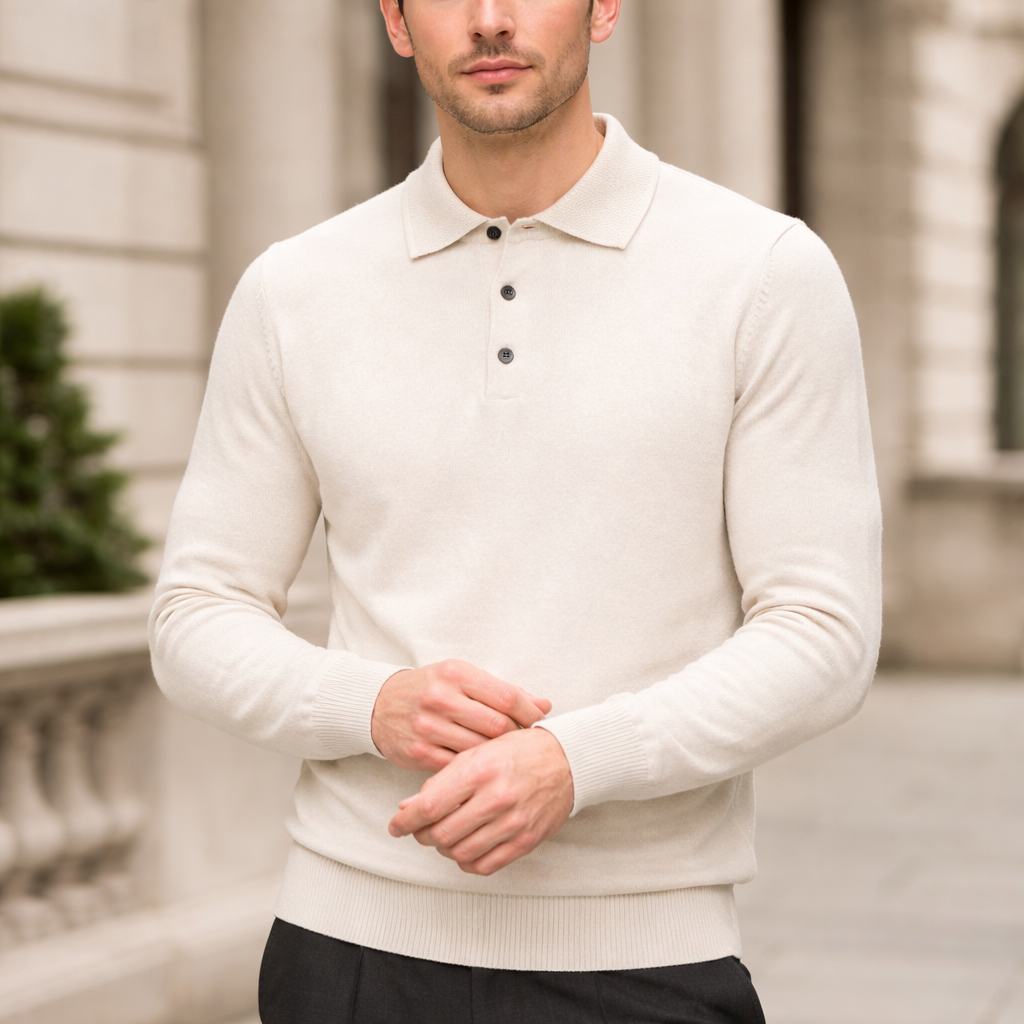 Miesten kašmirinneule | Polo-kaulus | Pehmeä, pullover