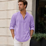 Herre hørskjorte | Åndbar skjorte med krave, let casual-stil