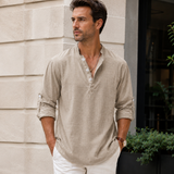 Herre hørskjorte | Åndbar skjorte med krave, let casual-stil