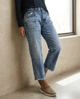 Naisten cropped farkut joustava denim nilkkapituus
