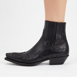 Unisex nahka cowboy boots western kirjonnalla mustana ja ruskeana