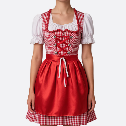 Naisten Dirndl Mekko - Elegantti Punainen - Korkealaatuinen Materiaali - Oktoberfest Trachten