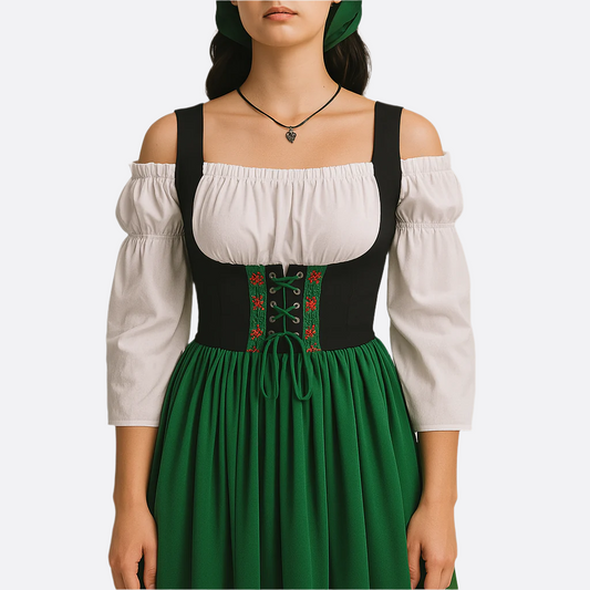Damen Lang Oktoberfest Dirndl Kleid - Leichtes Material - Traditionelles Design
