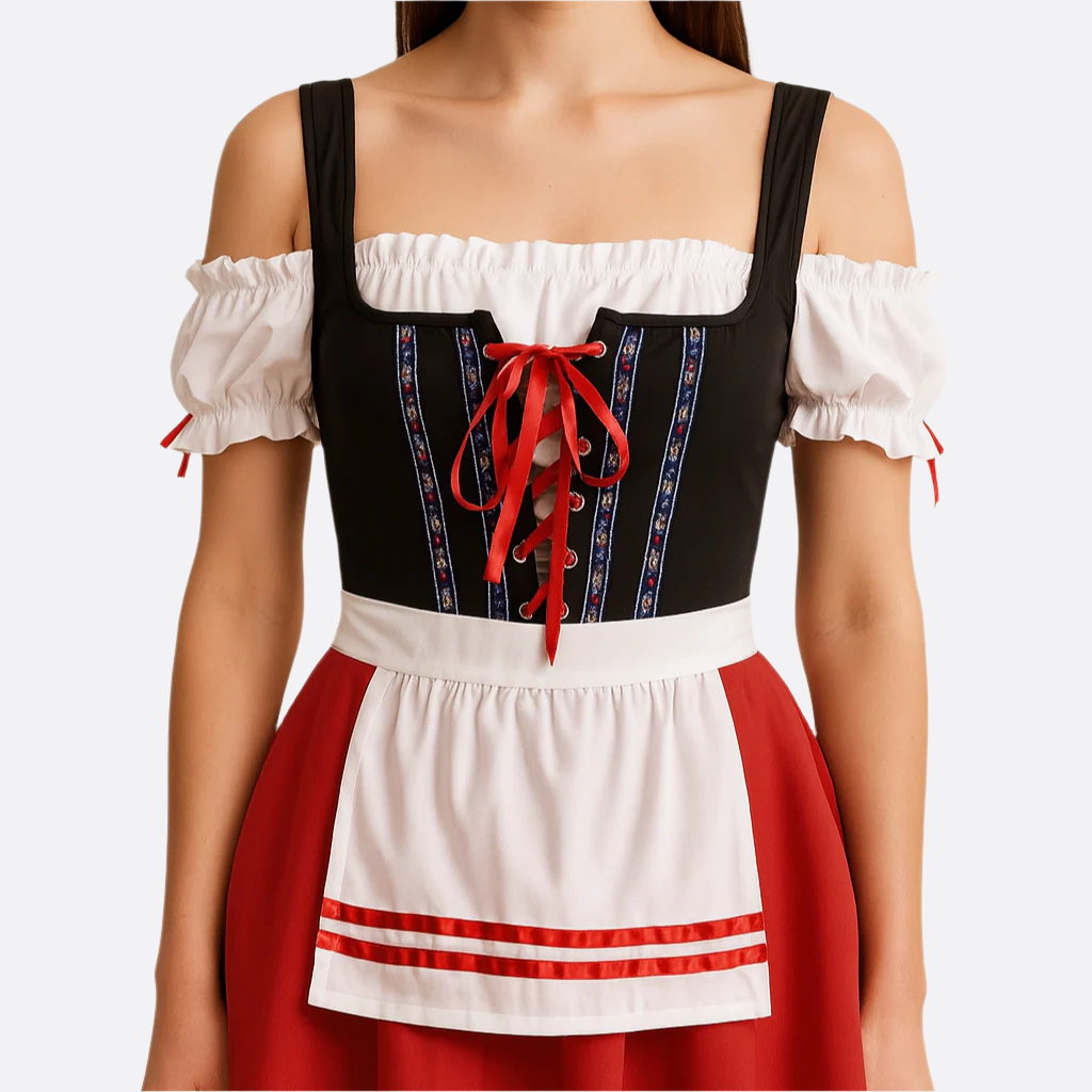Damen Mini Dirndl Kleid - Leichtes Material - Oktoberfest Festkleid