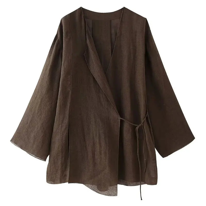 Tyylikäs naisten pellavapuku - kesäinen kaksiosainen setti