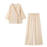 Tyylikäs naisten pellavapuku - kesäinen kaksiosainen setti