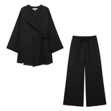 Tyylikäs naisten pellavapuku - kesäinen kaksiosainen setti