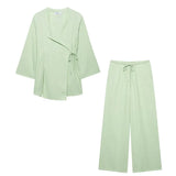 Tyylikäs naisten pellavapuku - kesäinen kaksiosainen setti