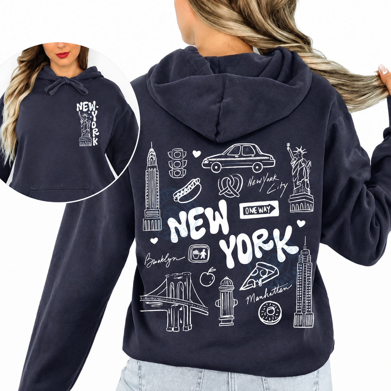 Hoodie | New York pattern, women’s casual hoodie | Comfort colors