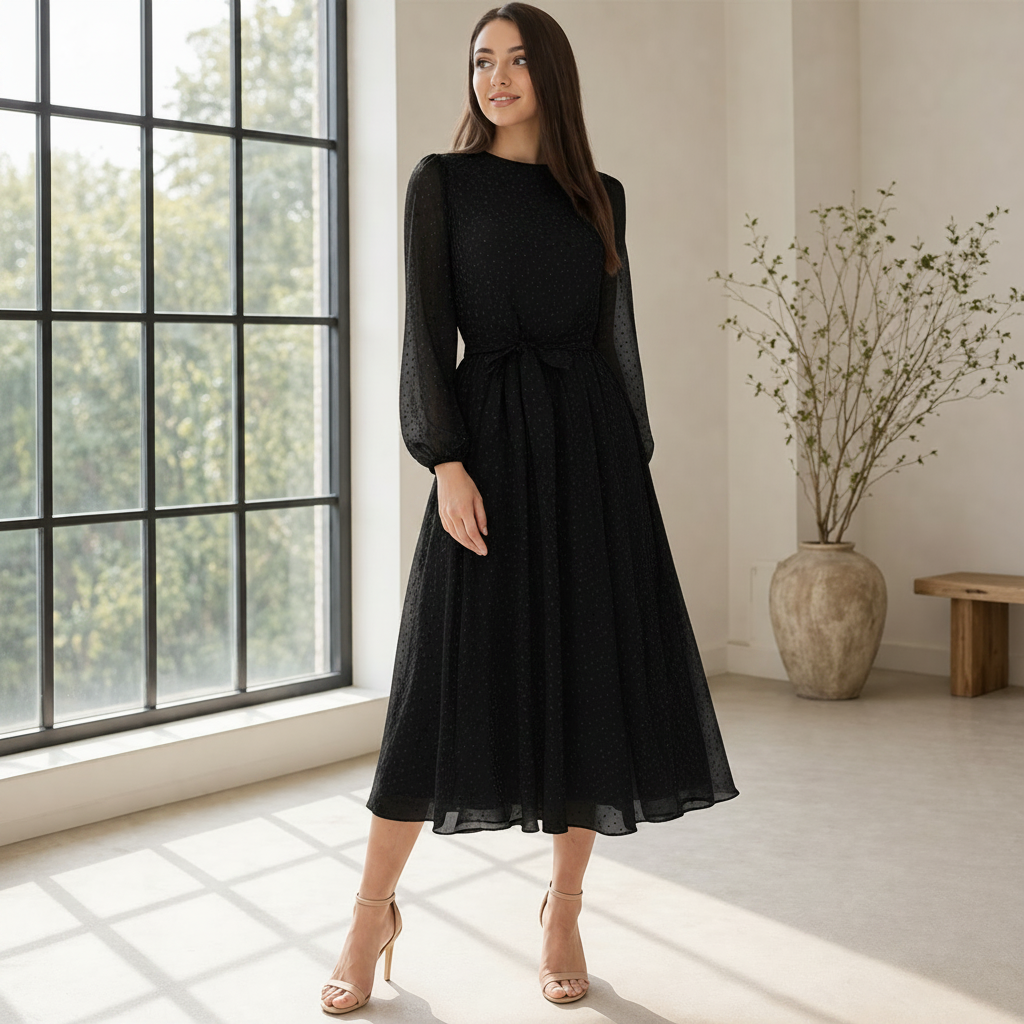 Midi-mekko | Naisten Polkkapiste | Elegantti Virtaava Tyyli