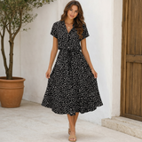 Polka Dot -mekko | Midi-tyyli, lyhyet hihat | Trendikäs