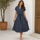 Polka Dot -mekko | Midi-tyyli, lyhyet hihat | Trendikäs