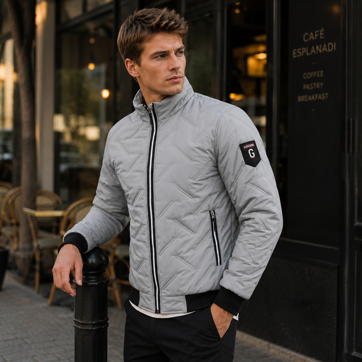 Men’s padded jacket | Lightweight zip-up jacket, casual fall jacket