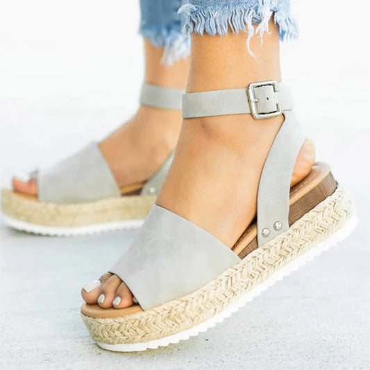 Naisten Platform-sandaalit - Espadrille-pohja - Säädettävä nilkkahihna - Varvasnauha-Sandaalit-EmiyoSuomi