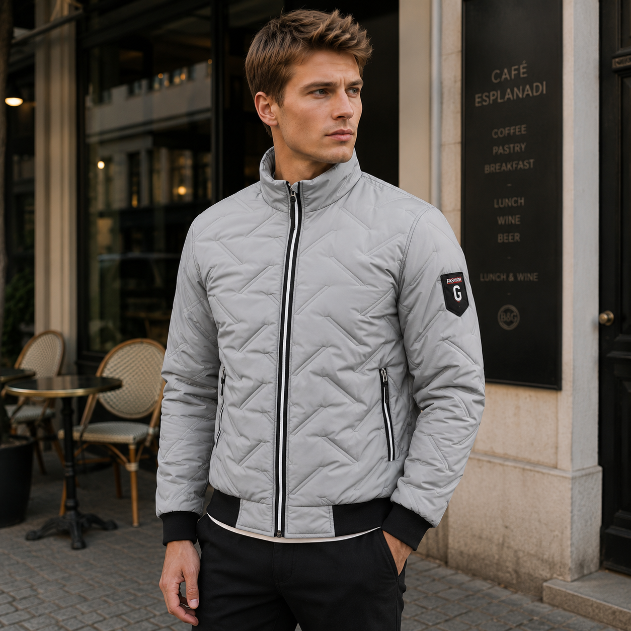 Men’s padded jacket | Lightweight zip-up jacket, casual fall jacket