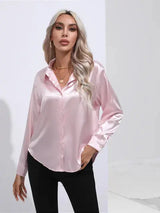 Satiini-bluusi naisille - Elegantti - Pitkät hihat vivano-warszawa
