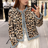 Women's Jacket | Leopard Print | Round Neckline, Stylish Design