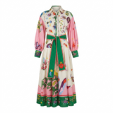Midi jurk viscose met patroon enkel lengte