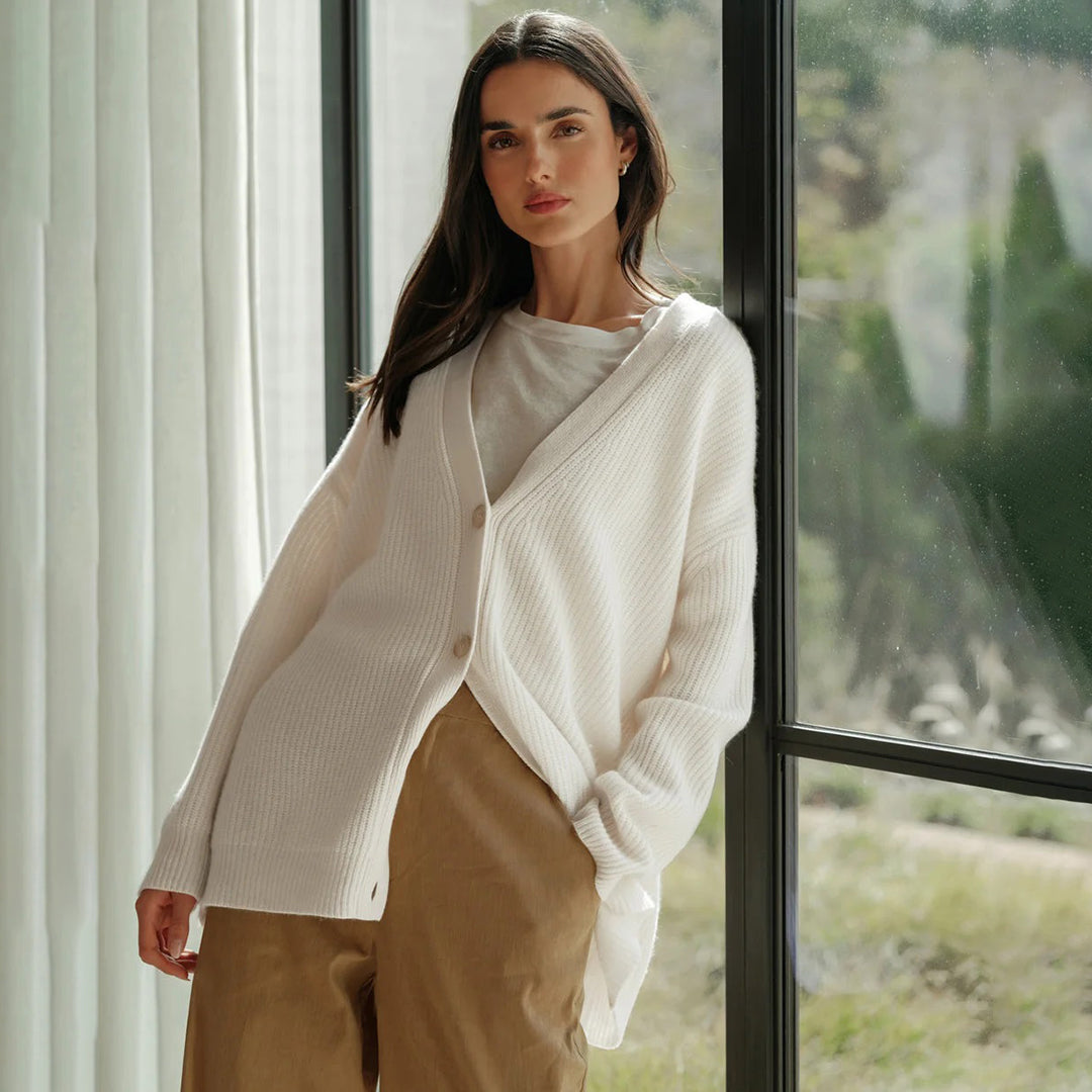 Naisten kaschmir cardigan oversized väljä istuvuus