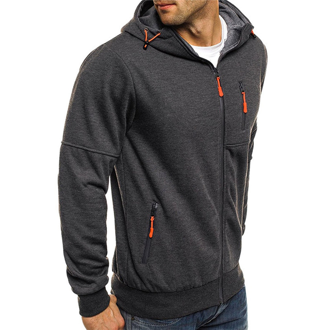 Miesten hoodie | Vetoketjulla, rentoileva istuvuus | Harmaa