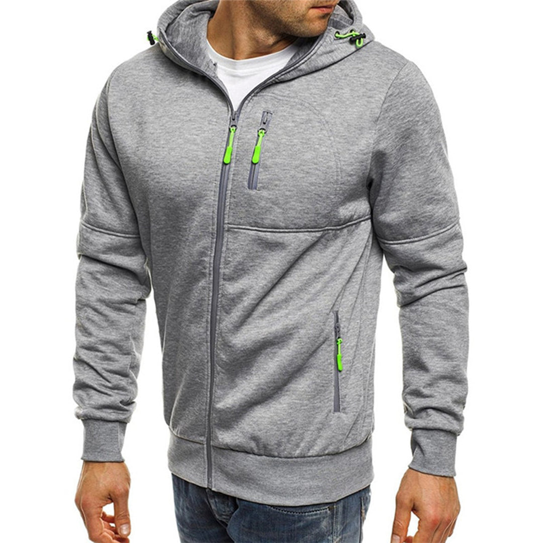 Miesten hoodie | Vetoketjulla, rentoileva istuvuus | Harmaa
