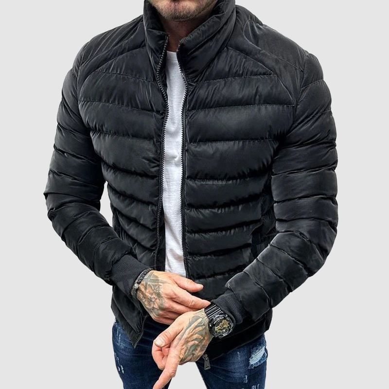 Miesten Puffer-takki - Vuorattu Eriste - Korkea Kaulus - Vetoketju - Tiukka Istuvuus