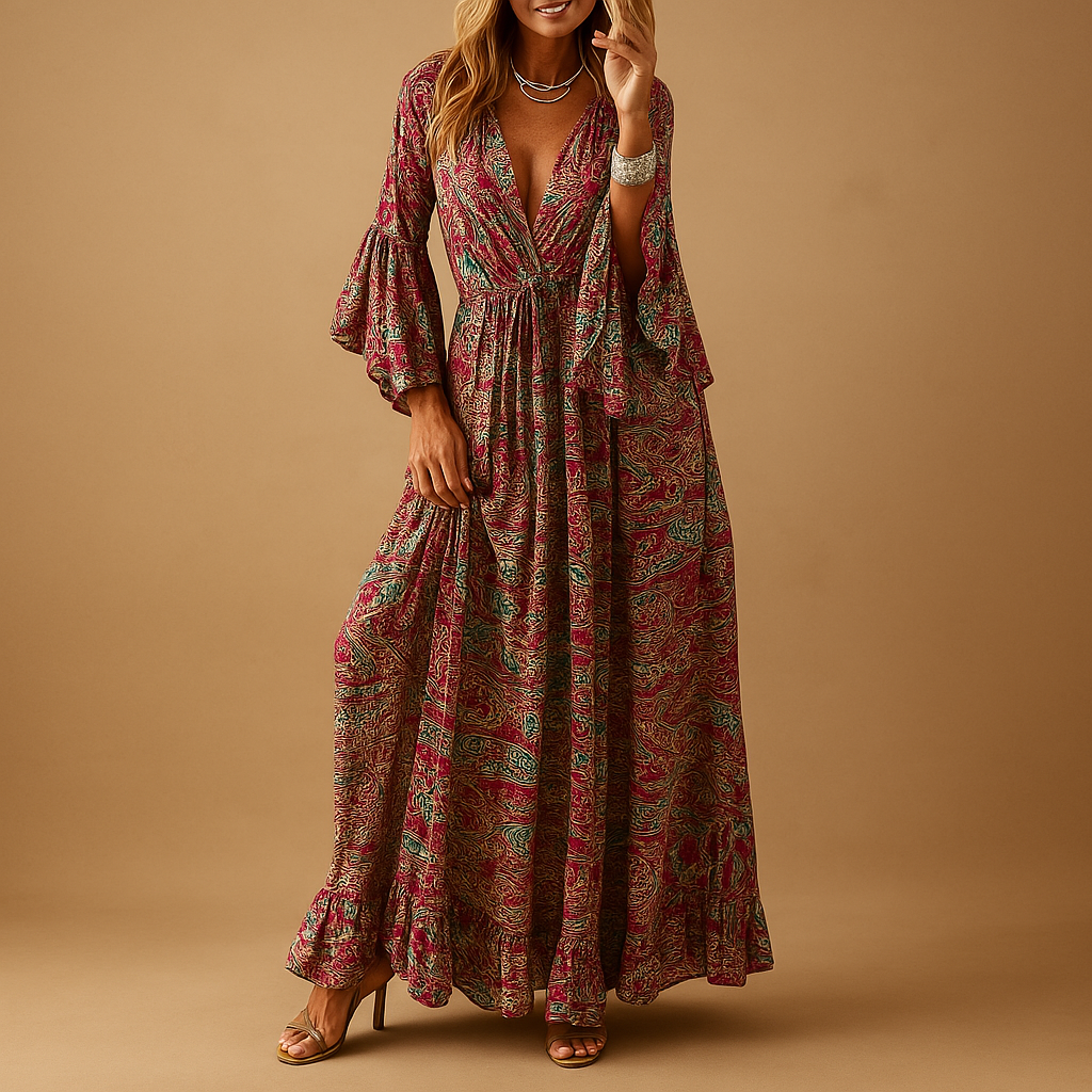 Elise - Pitkä boho-mekko - Tyylikäs ja naisellinen-Mekot-EmiyoSuomi